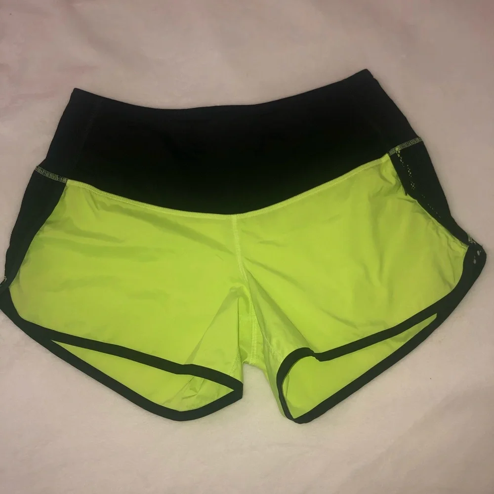 lululemon athletica Neon Yellow and Black Athletic Shorts